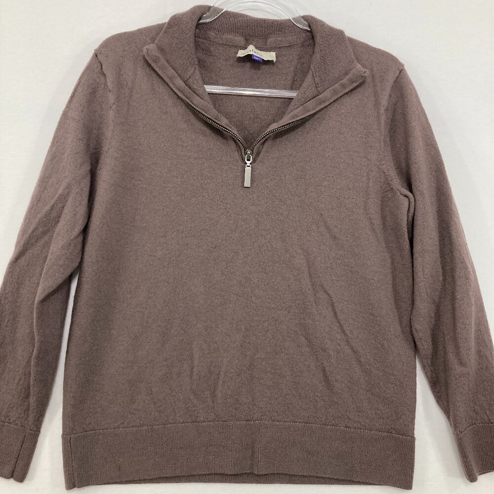 Artefact Large Brown Quarter Zip Long‎ Sleeve Merino Wool Sweater Preppy